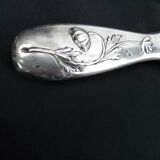 Old hand mirror art new silver poppy decoration minerve monogram