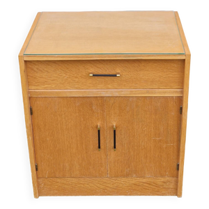Petit buffet vintage plaqué chêne 1960