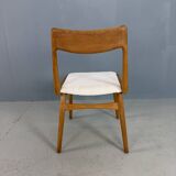 Alfred Christensen Danish oak "Boomerang" chairs set of 6 boucle fabric