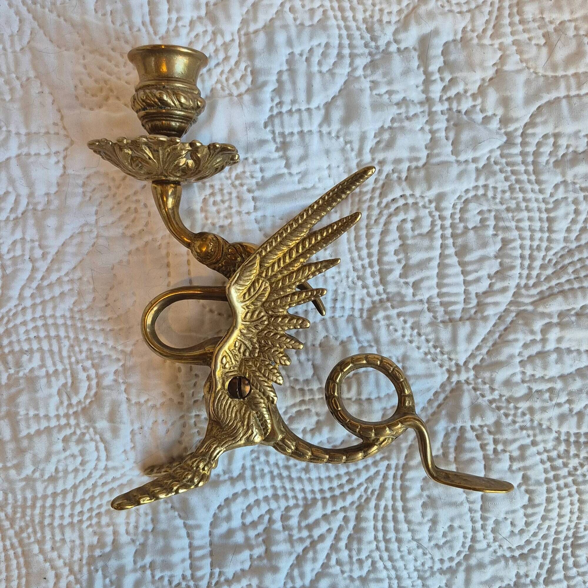 Pair of candlesticks with a winged dragon design – Napoleon III style
