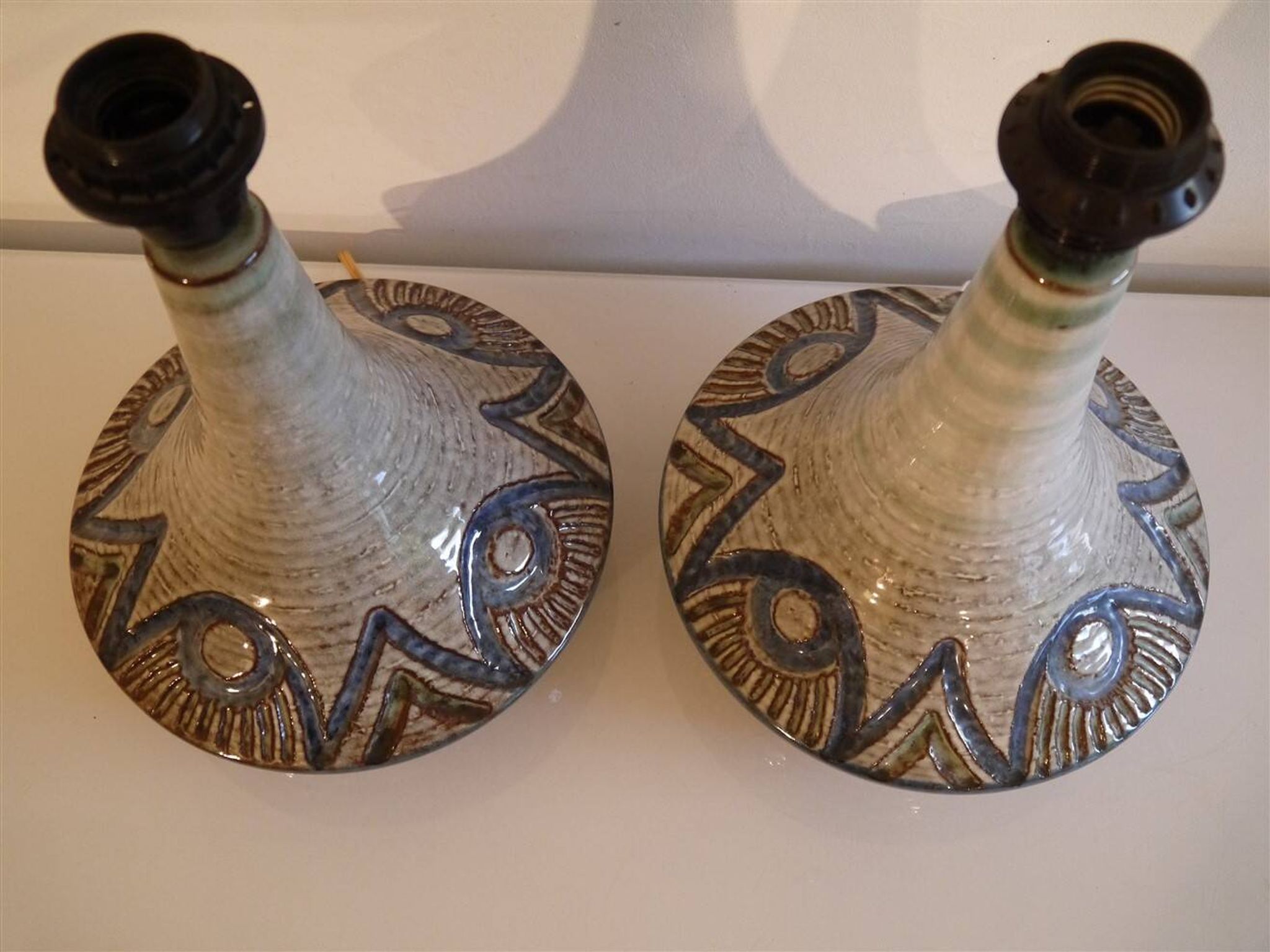 Pair of Danish ceramic lamps by Arne Fine Nielsen, 1970.