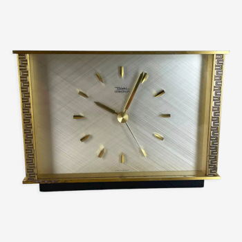 Horloge de table vintage moderniste en laiton en métal par Diehl Dilectron, Allemagne Années 1960