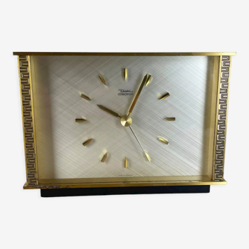 Vintage modernist metal brass table clock by diehl dilectron, germany 1960s