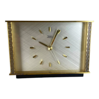 Horloge de table vintage moderniste en laiton en métal par Diehl Dilectron, Allemagne Années 1960