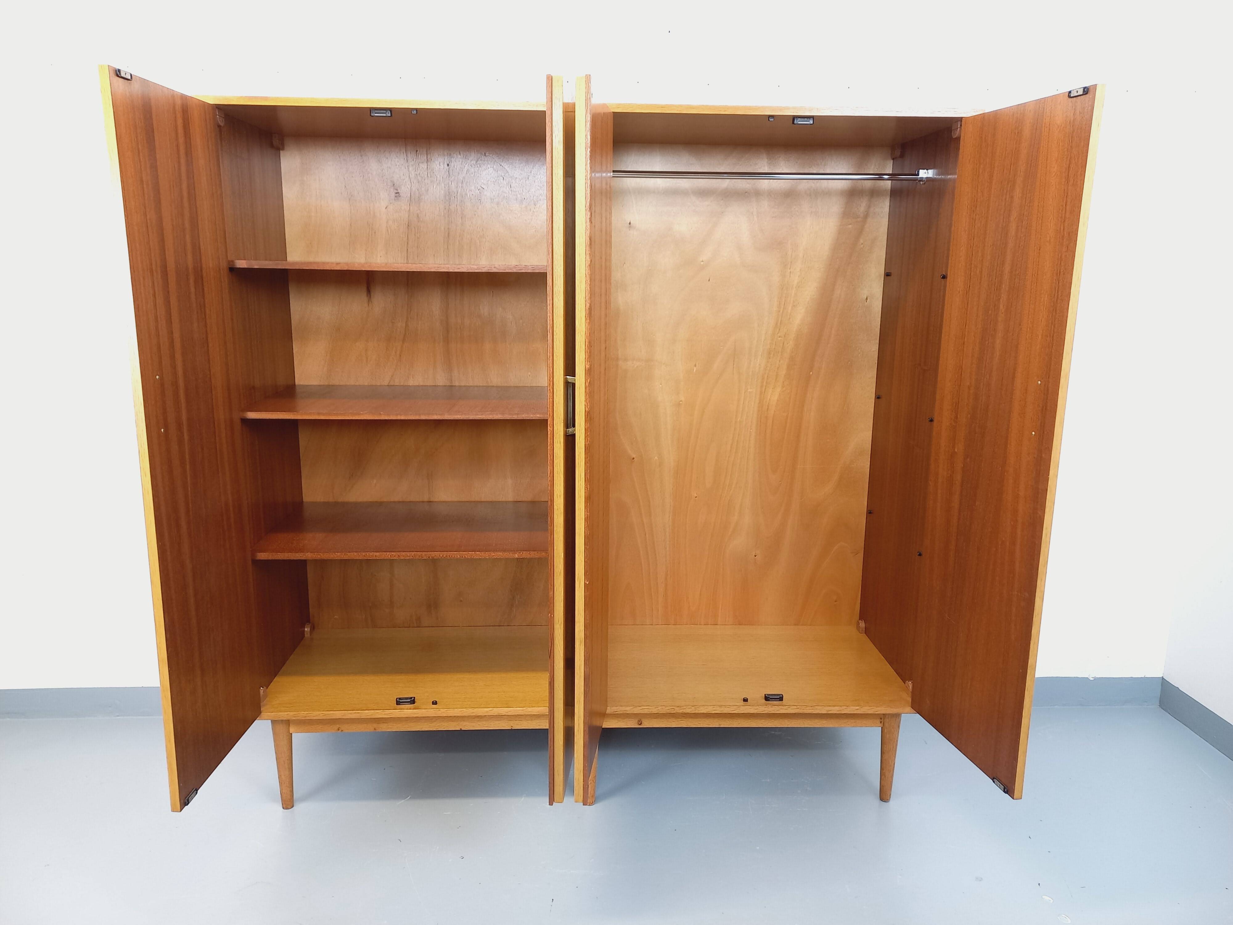 Vintage oak wardrobe from the 1960s.