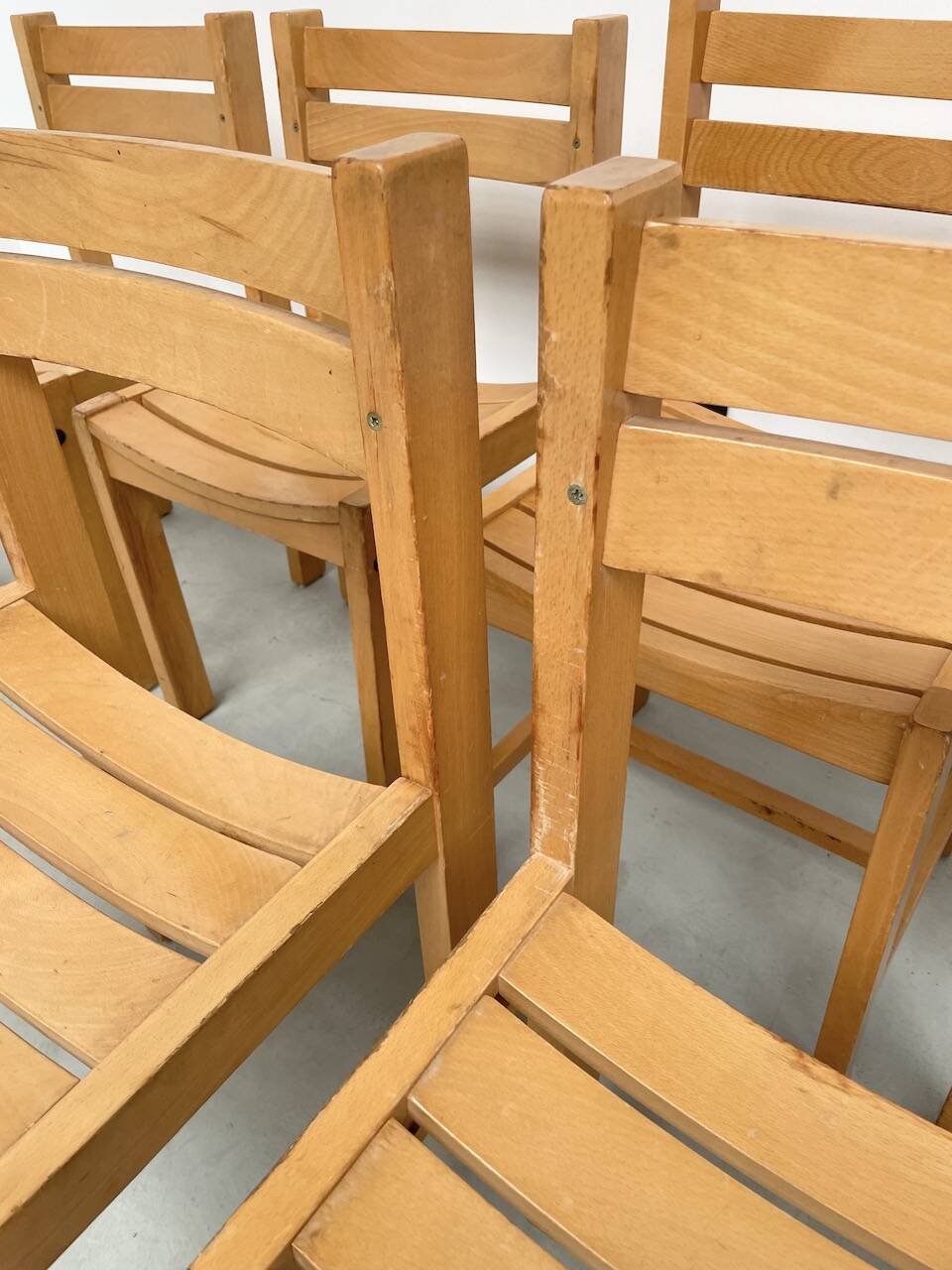 Beech chairs from the 1980s, Sornay.