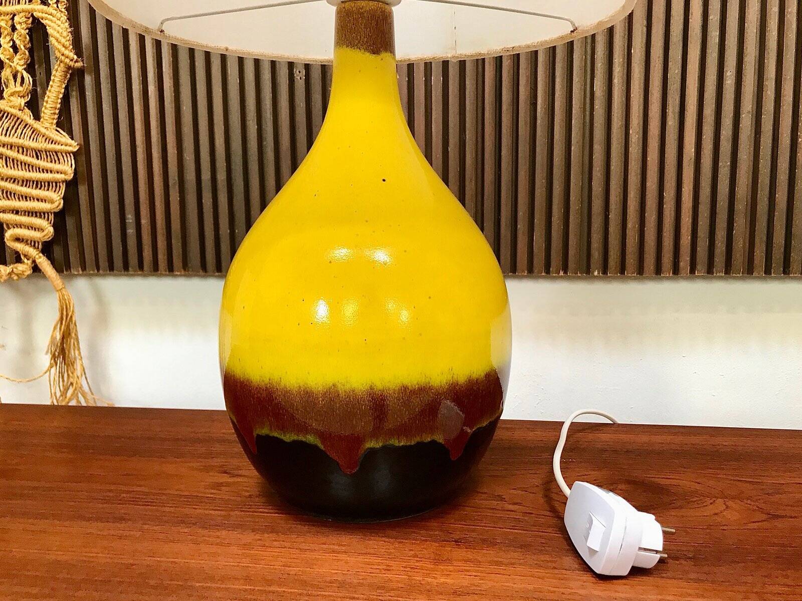 Large glazed ceramic art table lamp from Aro, West-Germany, 1960s