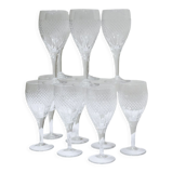 Series of 12 vintage red crystal wine glasses