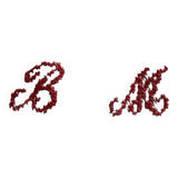 5 country tea towels in BM monogram linen damask.