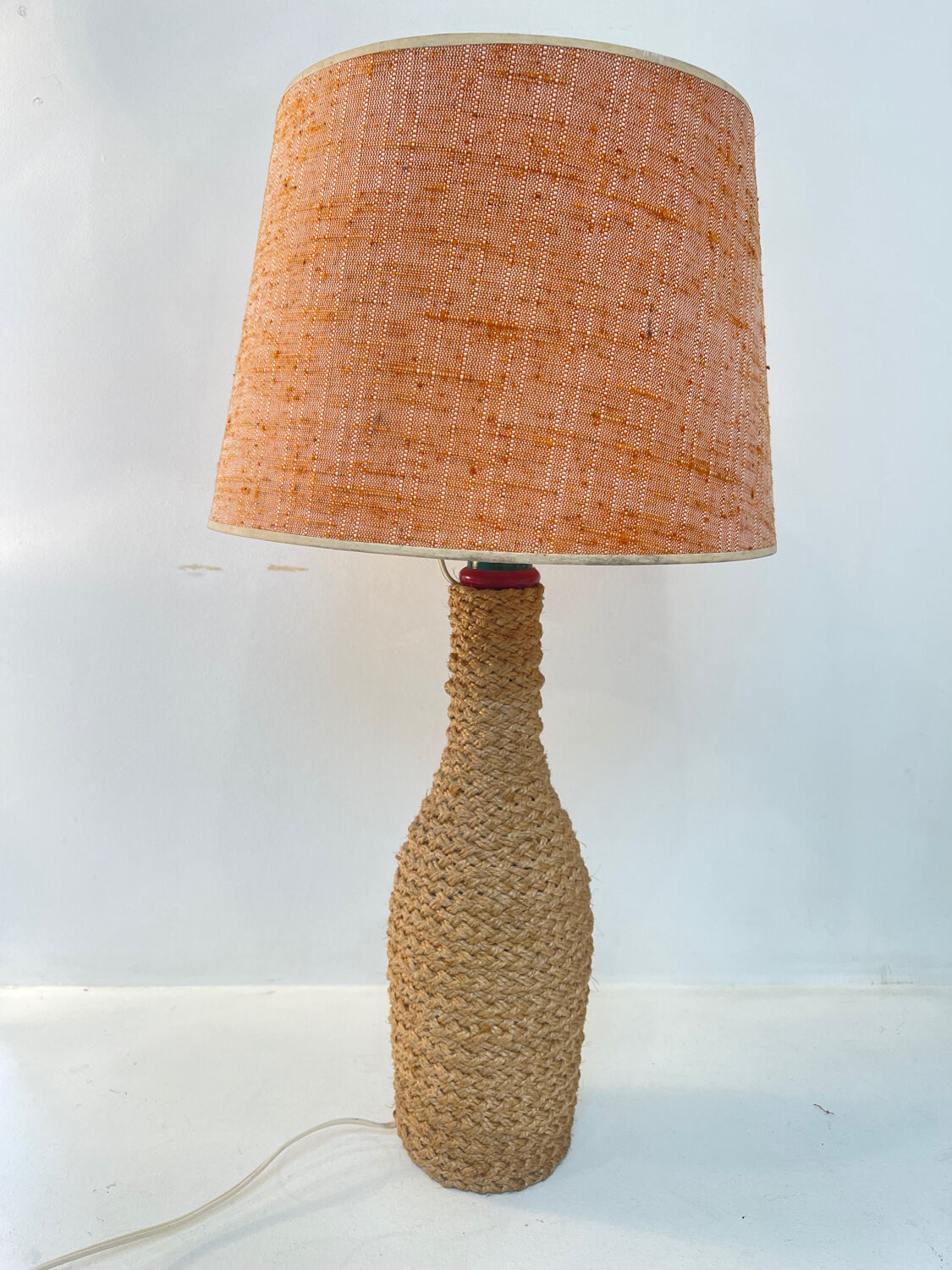 Vintage lamp with braided cord and textured shade – 1960s/70s