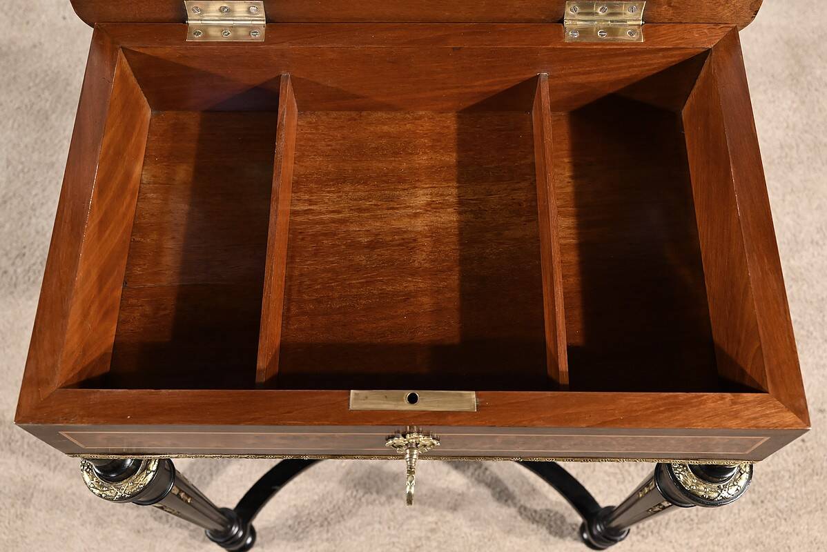 Small Living Room Table in Rosewood and Amboyna Burl, Louis XVI style, Napoleon III period – Mili