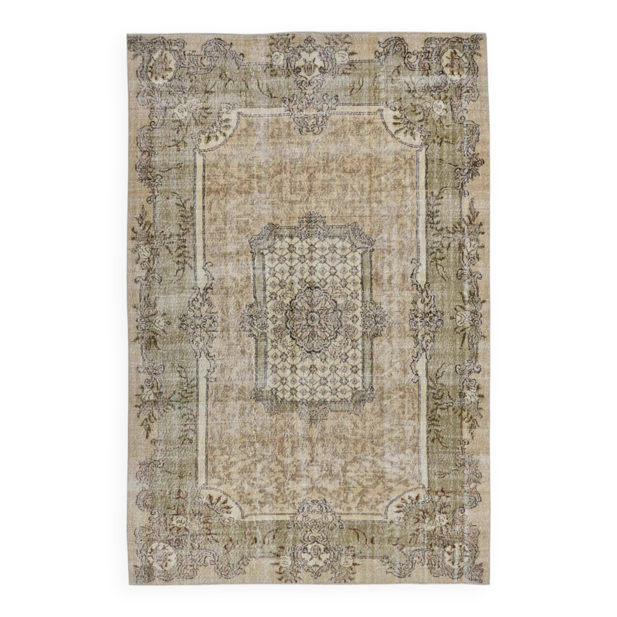 Rug For Living Room Cream Brown Vintage Rug, 209x319Cm