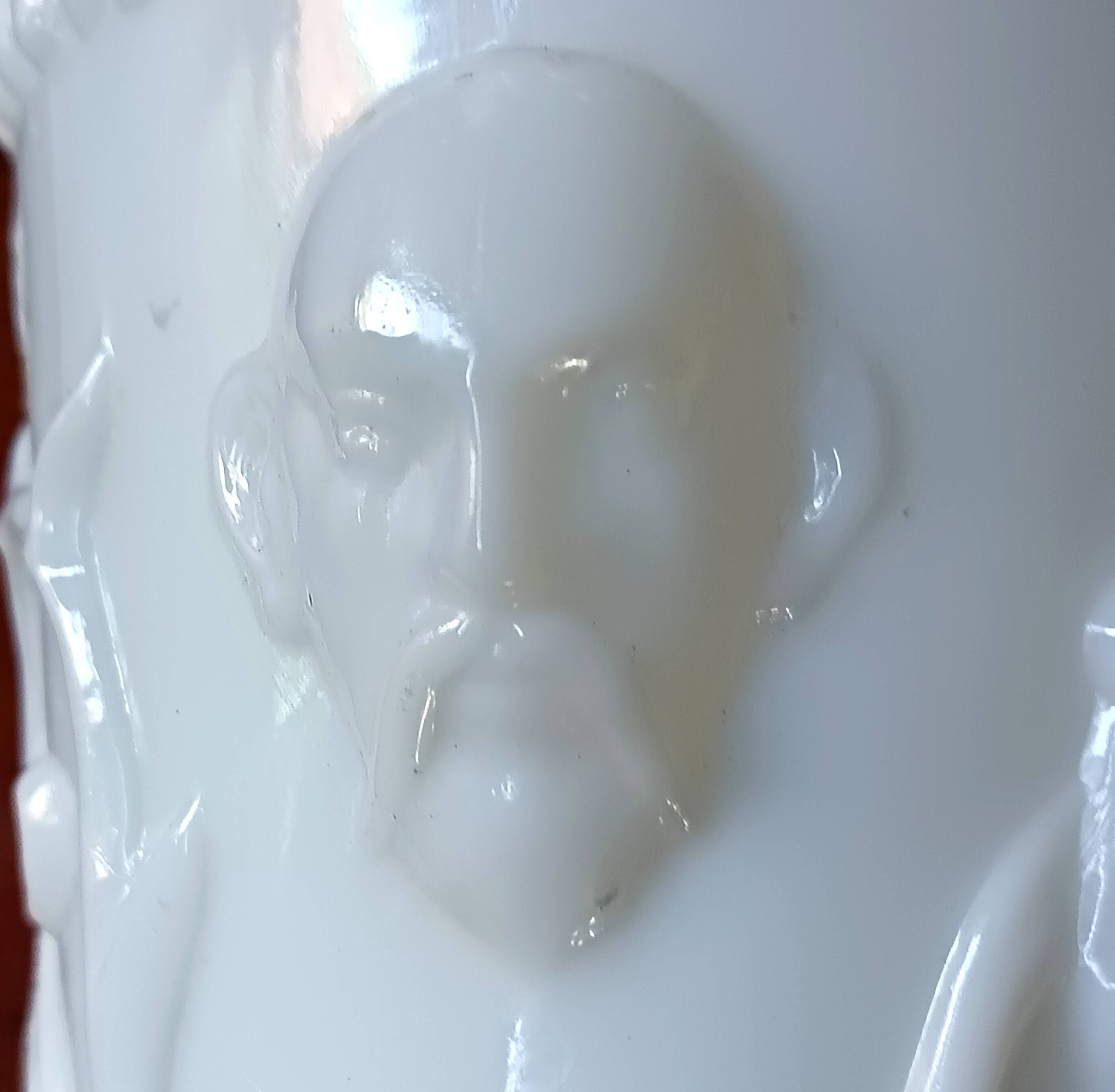 Antique vase in large white fairground opaline, vintage France