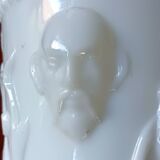 Antique vase in large white fairground opaline, vintage France