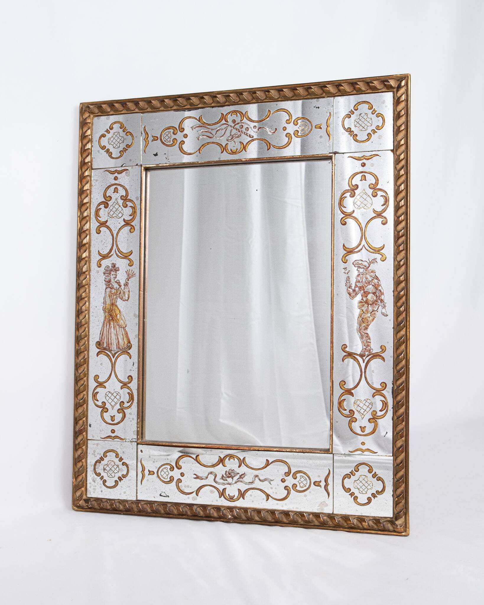 Miroir italien en verre églomisé, à parecloses, début XXe siècle