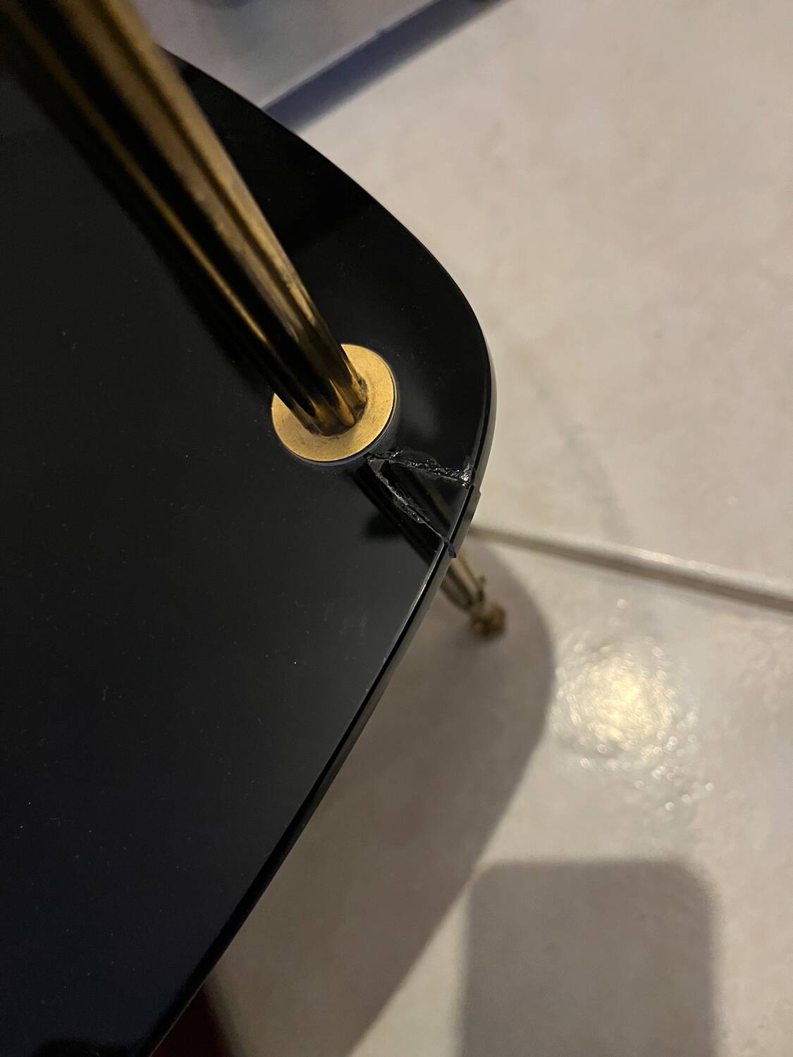 Glass and brass coffee table