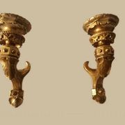 Pair of Gilded Wooden Wall Sconces, Mid-19th Century
