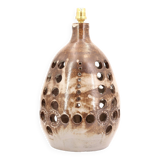 Large brown ceramic lamp signed, 1970s