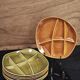 Set of 8 fondue plates Salins France in green and brown.