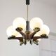 Mid-Century Modern Italian Brass and Opaline Chandelier