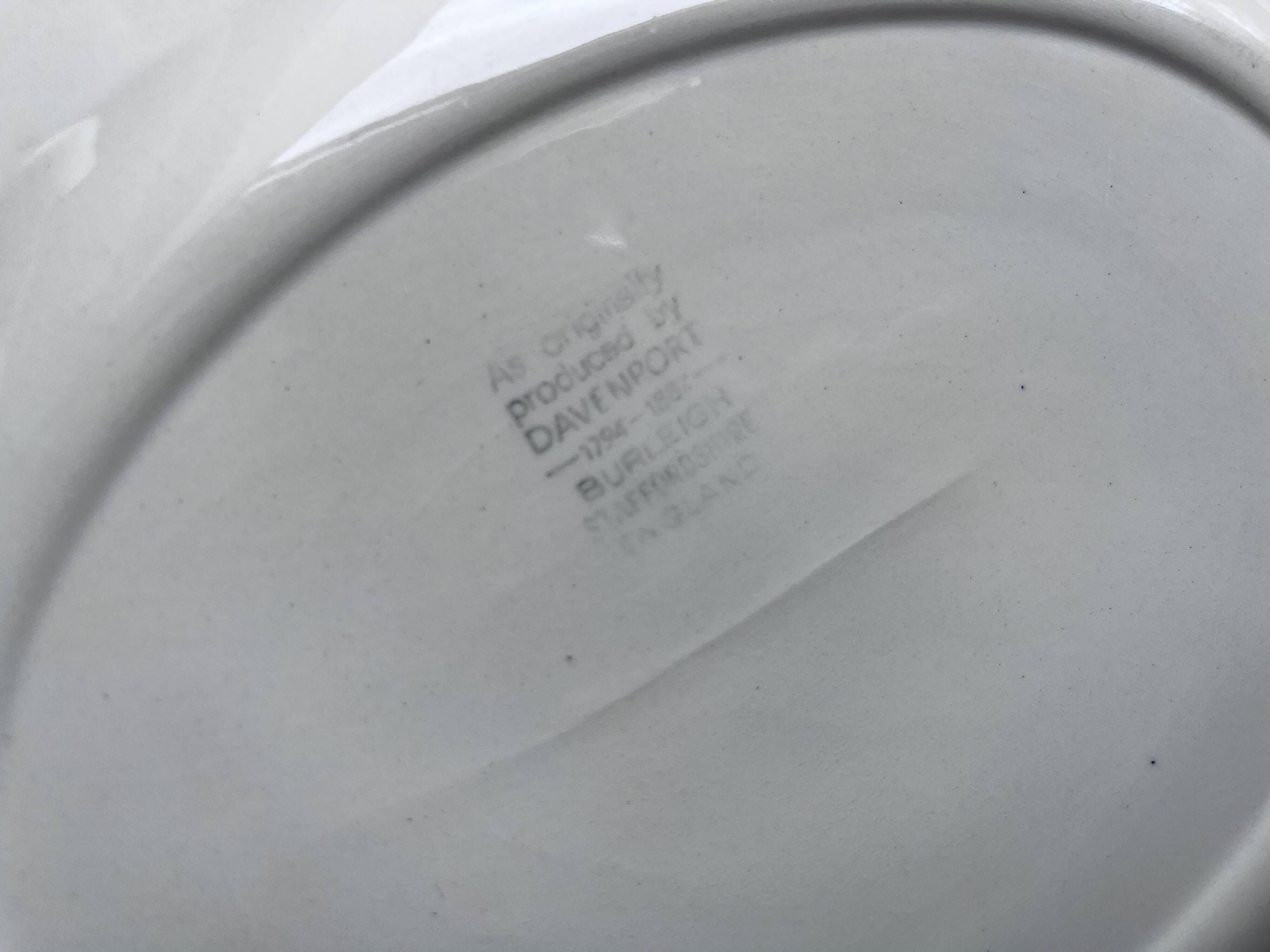 English earthenware plate Burleigh Davenport relief strawberry and vine leaf