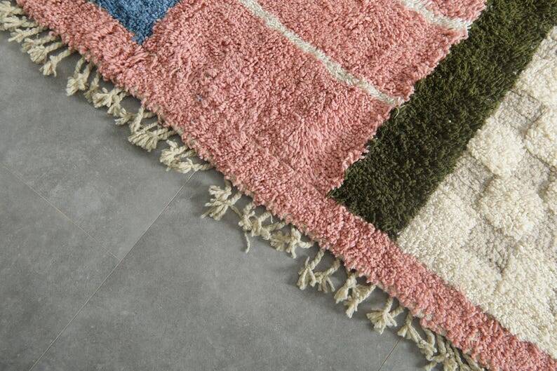 Traditional handmade pure wool Berber rug 2/3 m