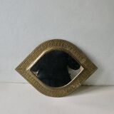 Moroccan mirror in chiseled metal, eye shape, 70s-80s