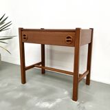 Carved teak bedside table, Arne Wahl Iversen