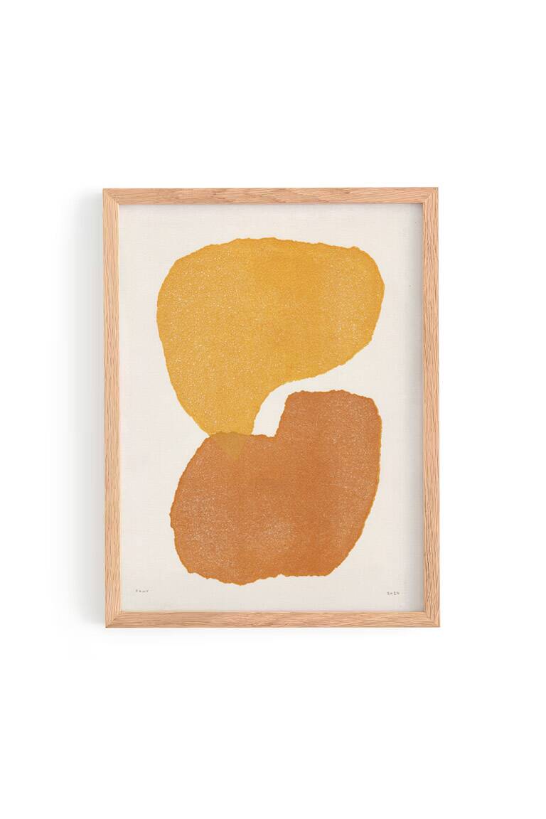 Abstract painting 30x40cm yellow and ochre signed eawy