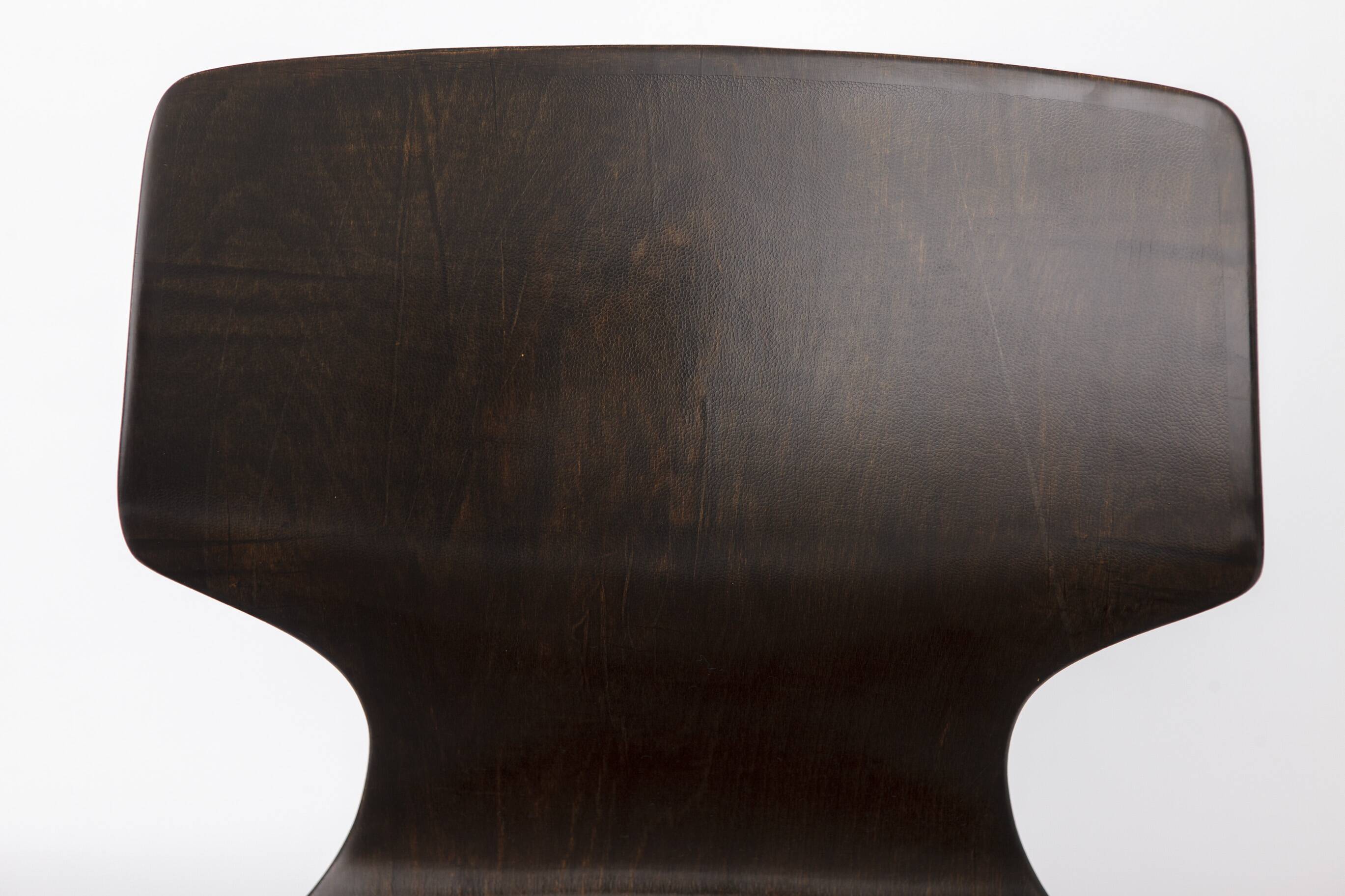 Flötotto Pagwood Chair with Fabric Seat, German Vintage Plywood Chair 1970s