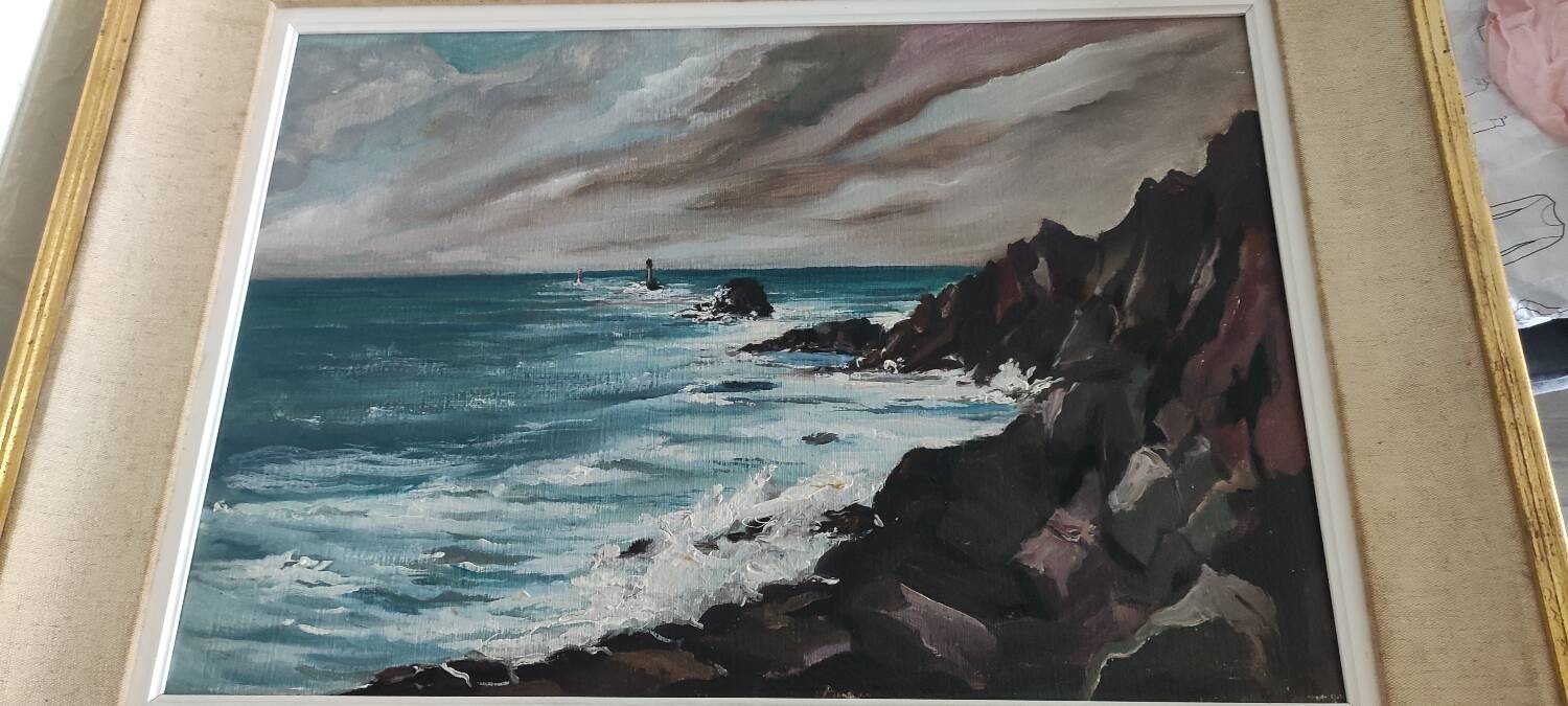 Signed marine oil painting