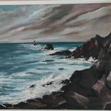 Signed marine oil painting