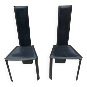 Black leather chair by Couro of Brazil