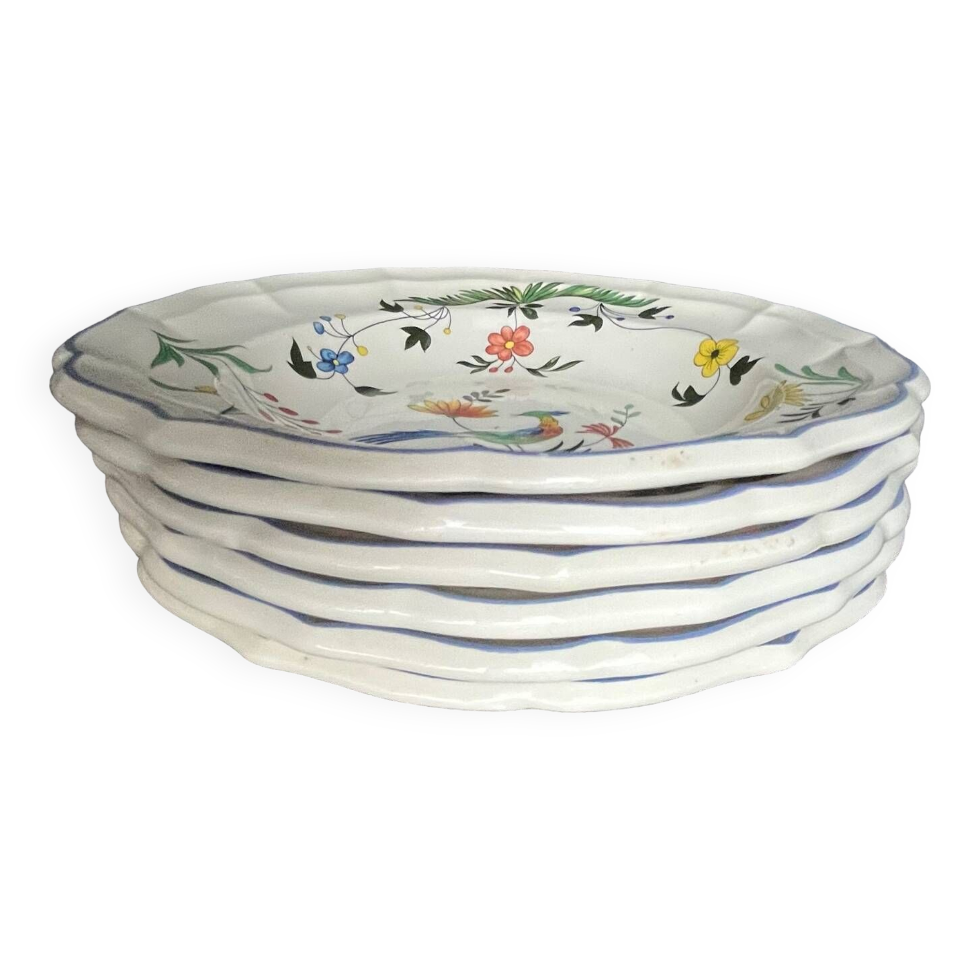 6 soup plates gien birds of paradise
