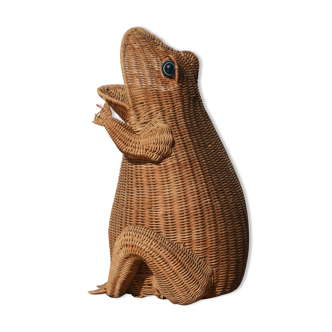 Wicker frog magazine rack by Olivier Cajan