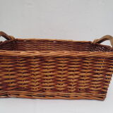 rectangular wicker storage pan with protective canvas cover