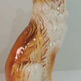 Vintage Ceramic Sitting Collie Dog Sculpture