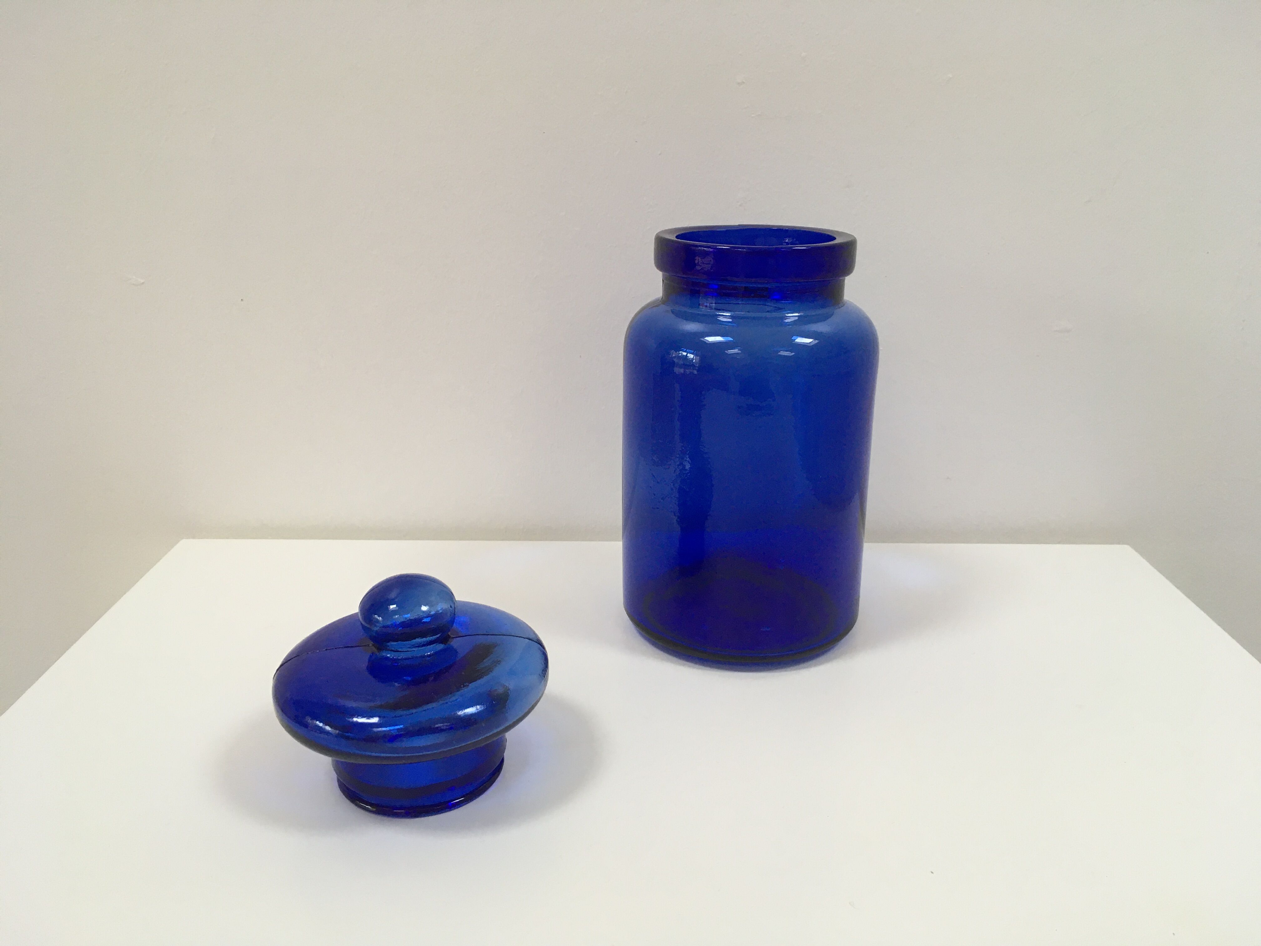 Vintage cobalt blue glass pot