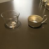 Glass and silver metal cups
