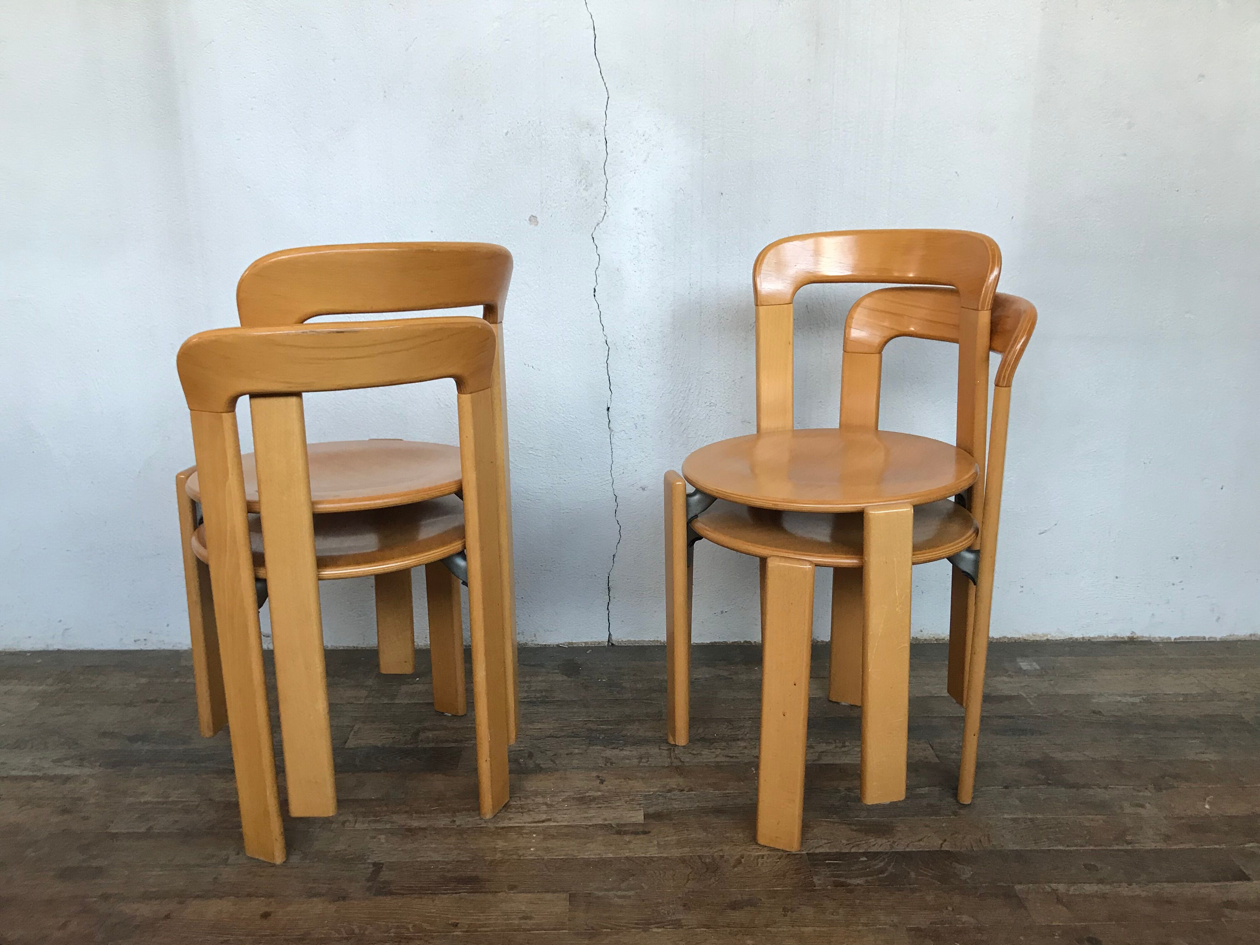 Series of 4 chairs model 3300 designer Bruno Rey design Kusch - co 1970 vintage