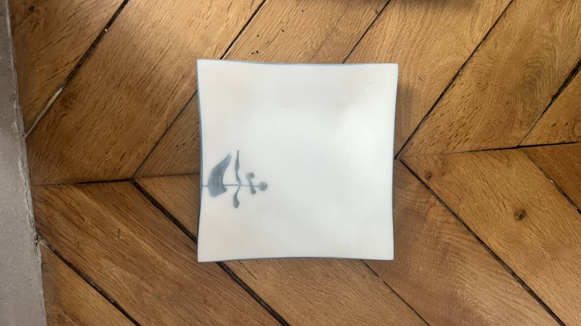 Opaline glass trinket tray by Bernard Gilbert