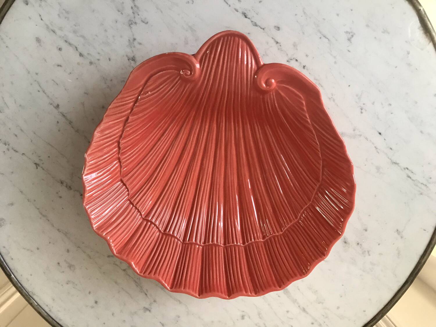 Large pink shell dish Made in Italy vintage