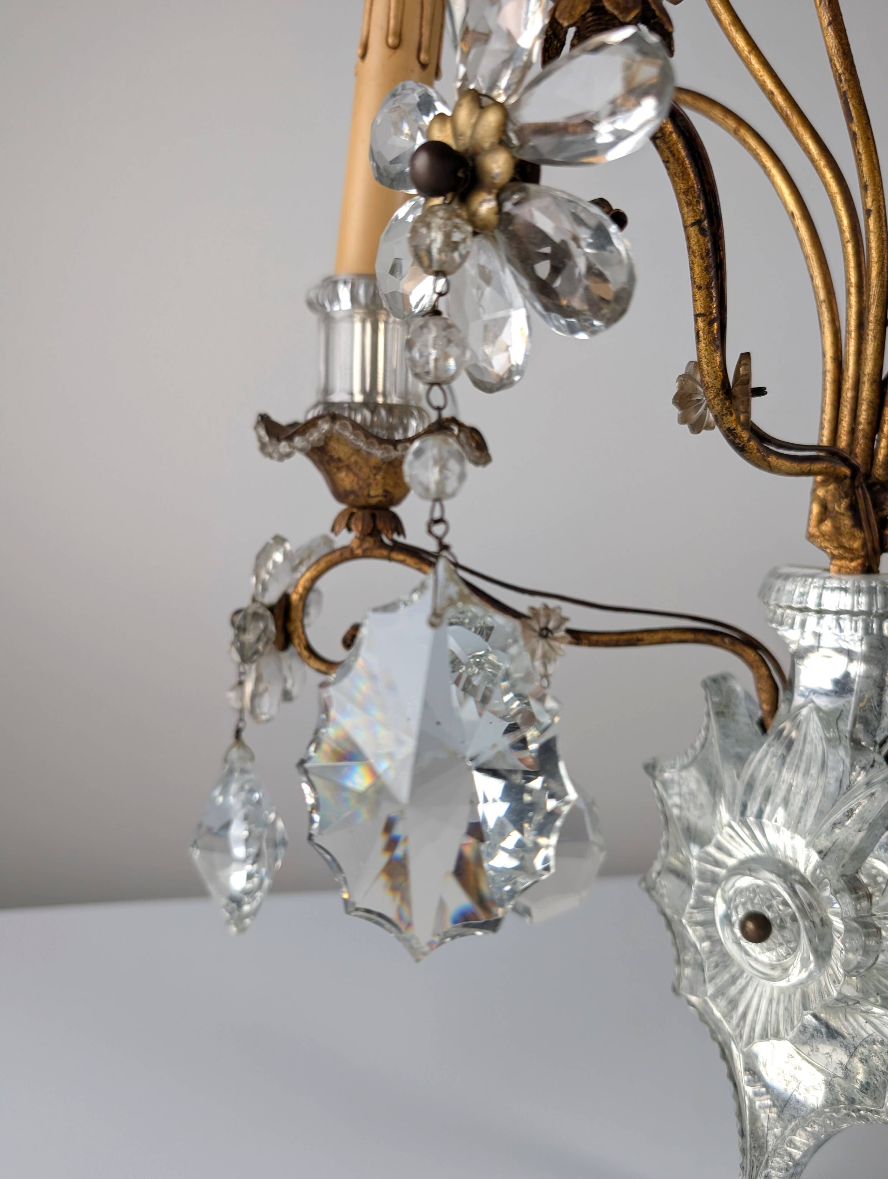 Large Italian Wall Sconce in Cut Crystal