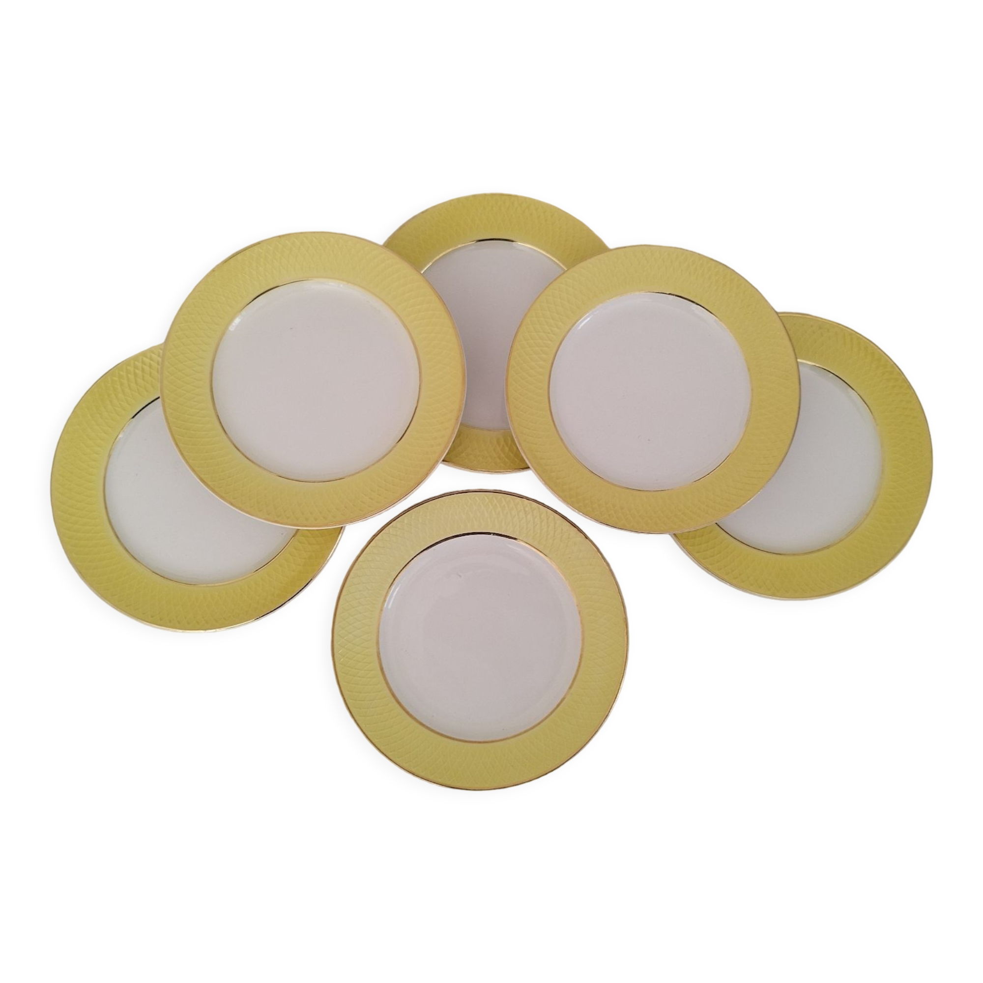 Flat Faience Plates Orchies Moulin des Loups Vintage