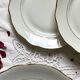 Set of 6 old dessert plates + gilded Sologne porcelain dish