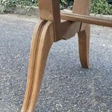 Renovated art deco table in solid oak, rectangular, extendable, 220cm