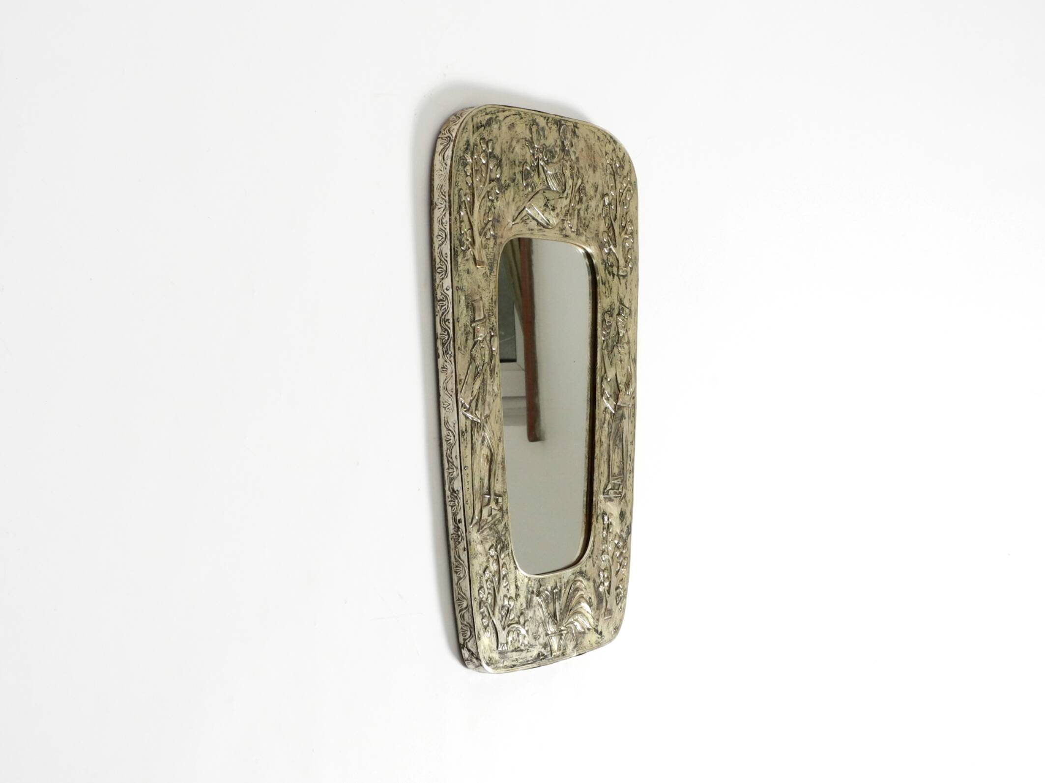Beautiful Mid-Century Modern Wall Mirror with a Silver-Plated Frame