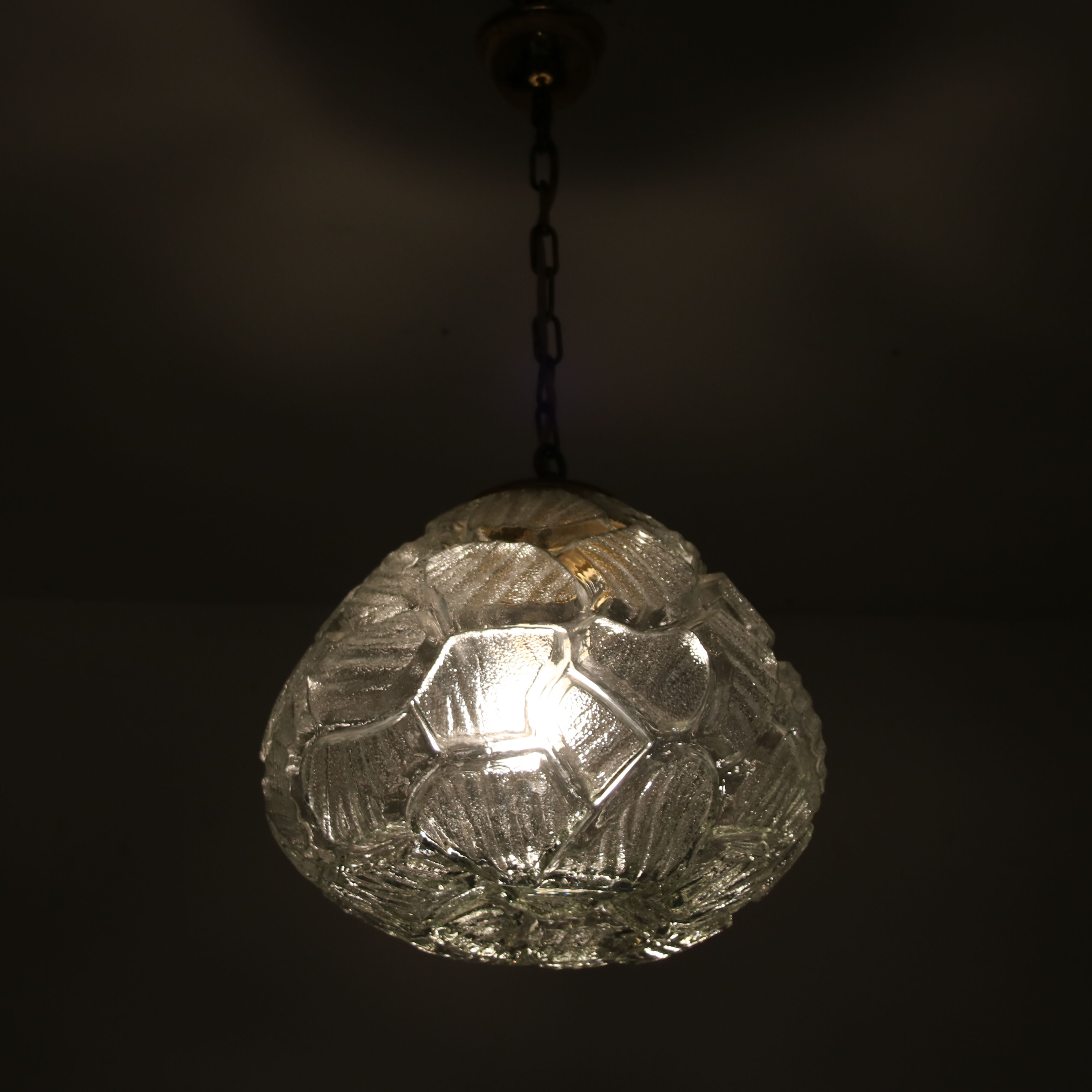1970s pressed glass hanging lamp
