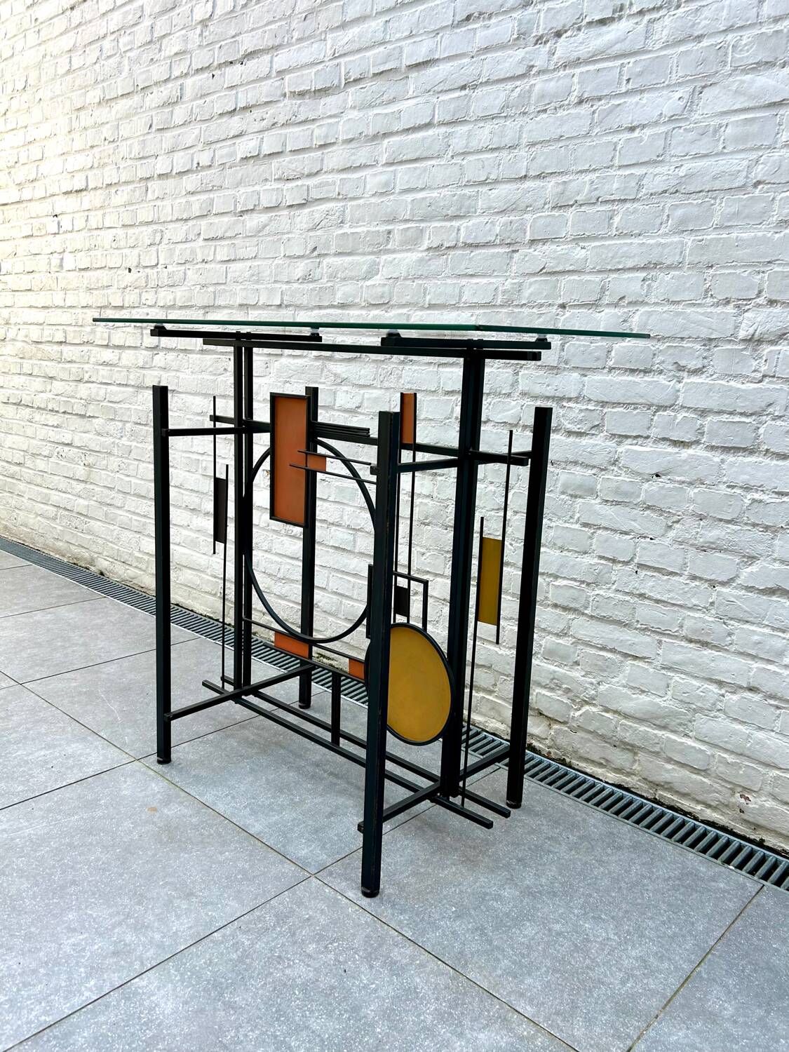 Postmodernist geometric console from the 1980s.