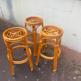 3 vintage rattan stools from the 70s